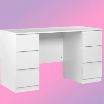 KASTOR/MALM стол белый 2 тумбы