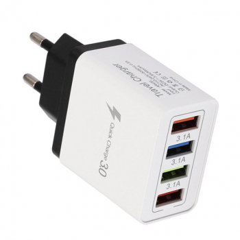 Адаптер питания с 4 USB-портами для смартфонов белый