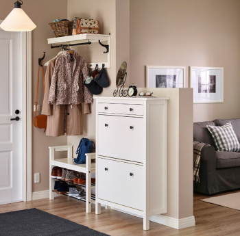 HEMNES ХЕМНЭС/MIRA галошница 2 отделения, 1 ящик белая