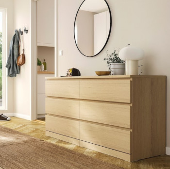 VÄRMA/MALM комод белёный дуб 6 ящиков