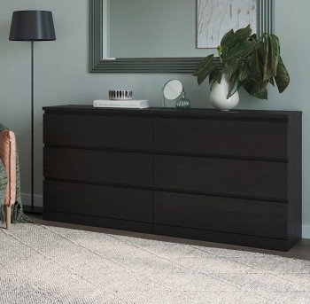 VÄRMA/MALM комод чёрный 6 ящиков